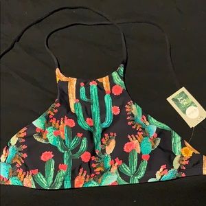 NWT! Adorable black/green cactus swim top!